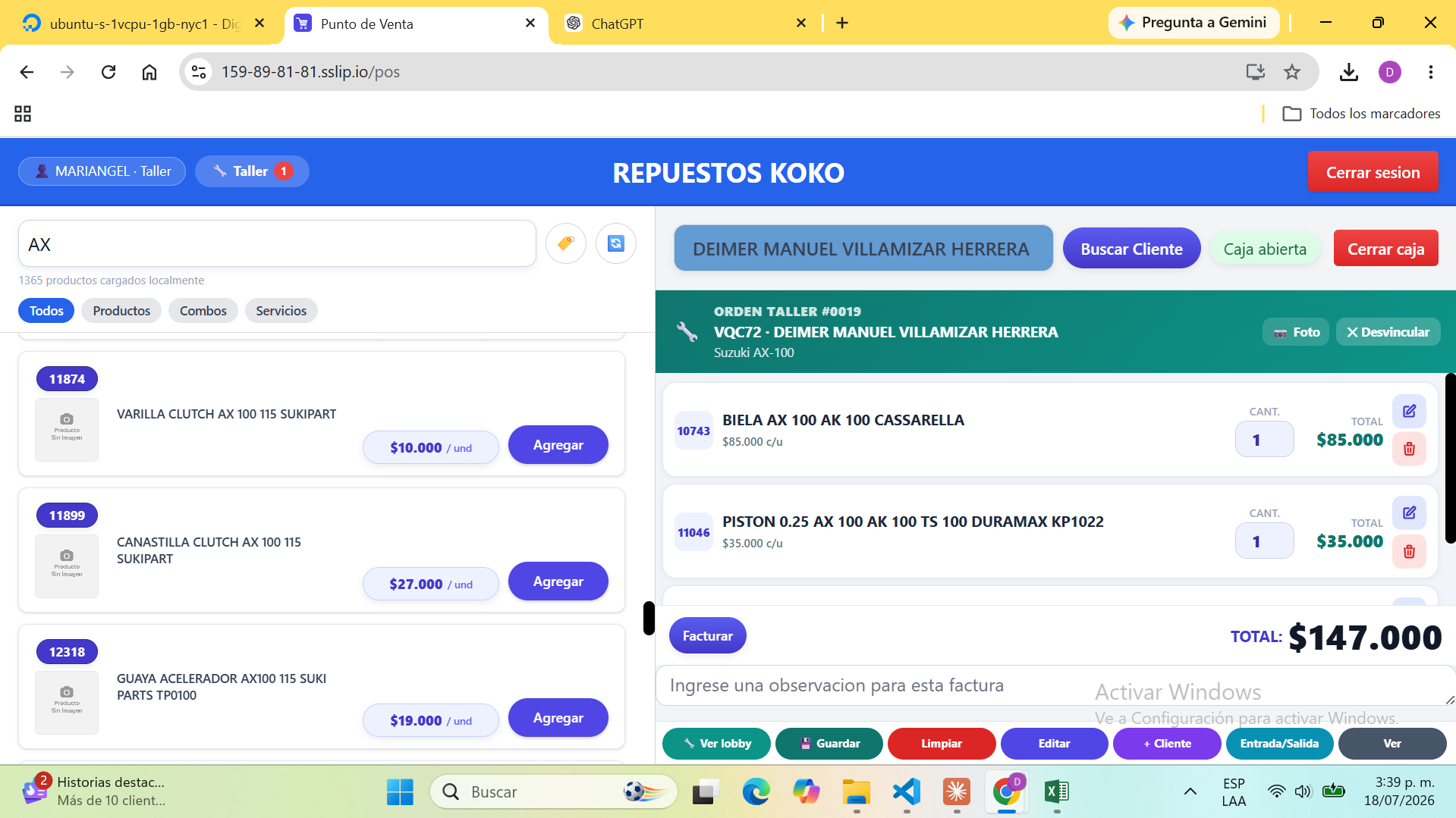 Detalle de una orden de Taller