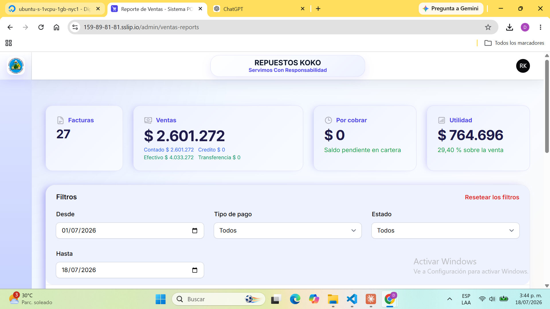 Reporte de Ventas